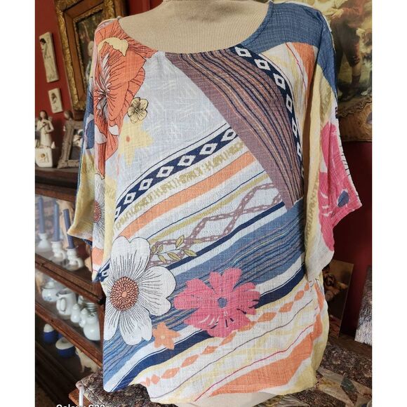 F55 Charlie B Blouse, Multi Colored Print Size Large - Picture 1 of 9